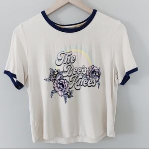 "the bees knees" pastel retro print ringer tee